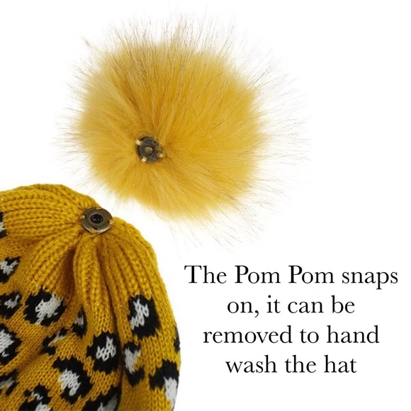 Trendy Black Leopard Knit Pom Pom Beanie - Picture 14 of 16